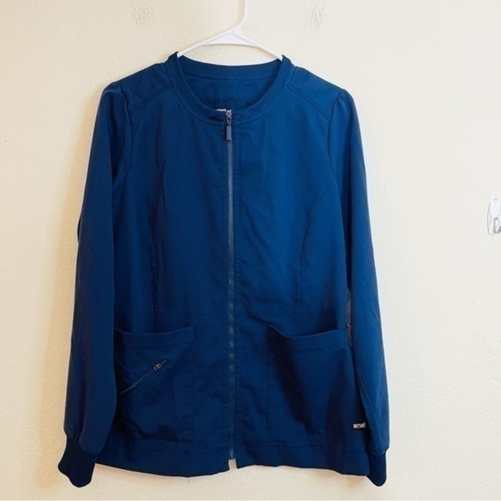 Gray’s Anatomy Full Zip Scrub Jacket Women Size Small Blue Pockets